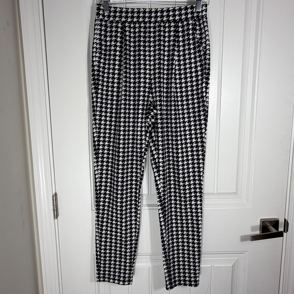 SHEIN Womens Black White Houndstooth High Waist Tapered Pants Size M swpants0719